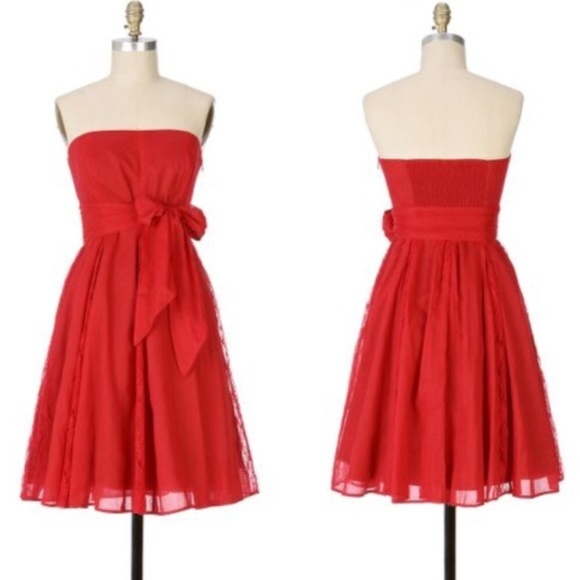 Anthropologie Dresses & Skirts - ANTHROPOLOGIE Cotton and Lace Party Dress Red {J2}